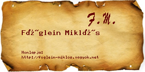 Föglein Miklós névjegykártya